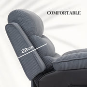 Dark Grey Overstuffed Corduroy Electric Recline and Lift Chair for Ultimate Comfort by HOMCOM