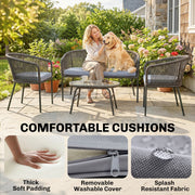 4 Piece Outdoor Sofa Set with Cushions and Coffee Table for Relaxed Garden Seating Dark Grey Outsunny