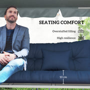 Outdoor Chair Cushion and Pillow Set for Extra Garden Seating Comfort Dark Blue AOSOM