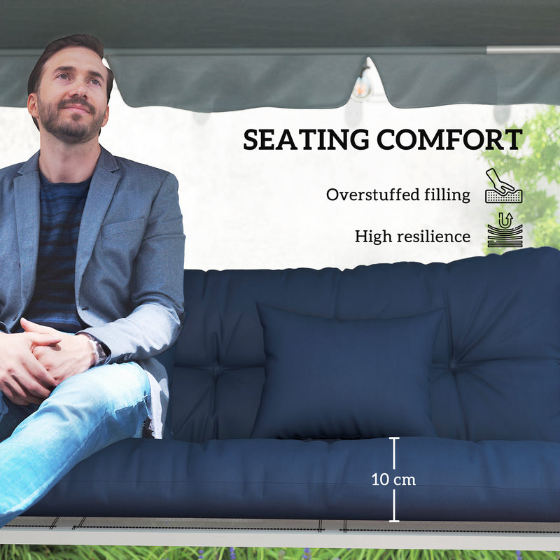 Outdoor Chair Cushion and Pillow Set for Extra Garden Seating Comfort Dark Blue AOSOM
