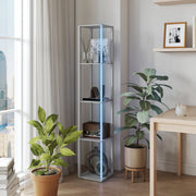 Modern RGB LED Floor Lamp with Shelves and Remote Control for Living Room Grey