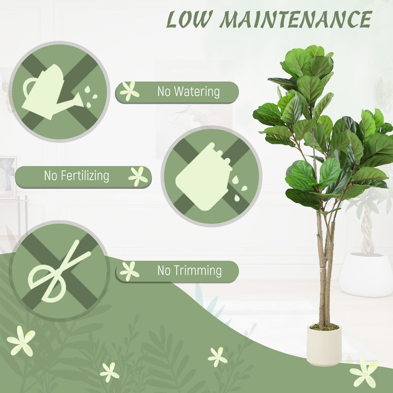 150cm Artificial Ficus Tree With Realistic Leaves For Home Or Office Decor Green
