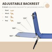 Set of 2 Blue Folding Sun Loungers with Metal Frame for Garden or Beach Relaxation