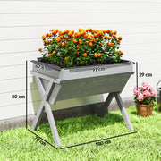 Wooden Raised Garden Planter Box With Legs And Liner For Outdoor Growing Light Grey AOSOM