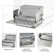 Automatic Poultry Feeder 11.5KG Rat Proof Treadle Design in Galvanised Aluminium, Silver