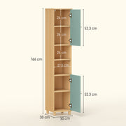 Bathroom Storage Cabinet With Adjustable Shelves and Open Display for Organising, Green AOSOM