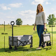 Folding Camping Trolley for Easy Gear Transport with Adjustable Handle Black Grey Outsunny