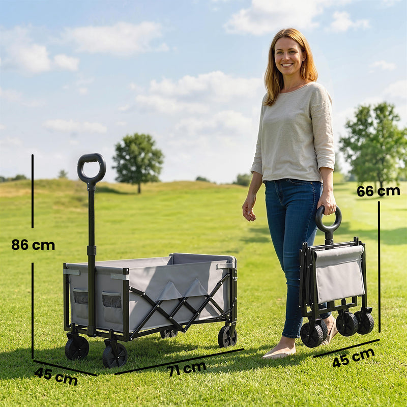 Folding Camping Trolley for Easy Gear Transport with Adjustable Handle Black Grey Outsunny