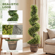 Artificial Spiral Boxwood Trees Set of 2 for Easy Year Round Greenery Indoors or Outdoors Green AOSOM