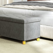 Velvet storage ottoman - Grey