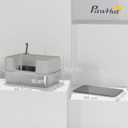 High Sided Stainless Steel Cat Litter Tray With Scoop and Mat Odour Resistant Grey