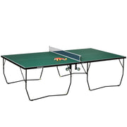 9ft Indoor Folding Tennis Table With Easy Roll Wheels For Home Use Green AOSOM