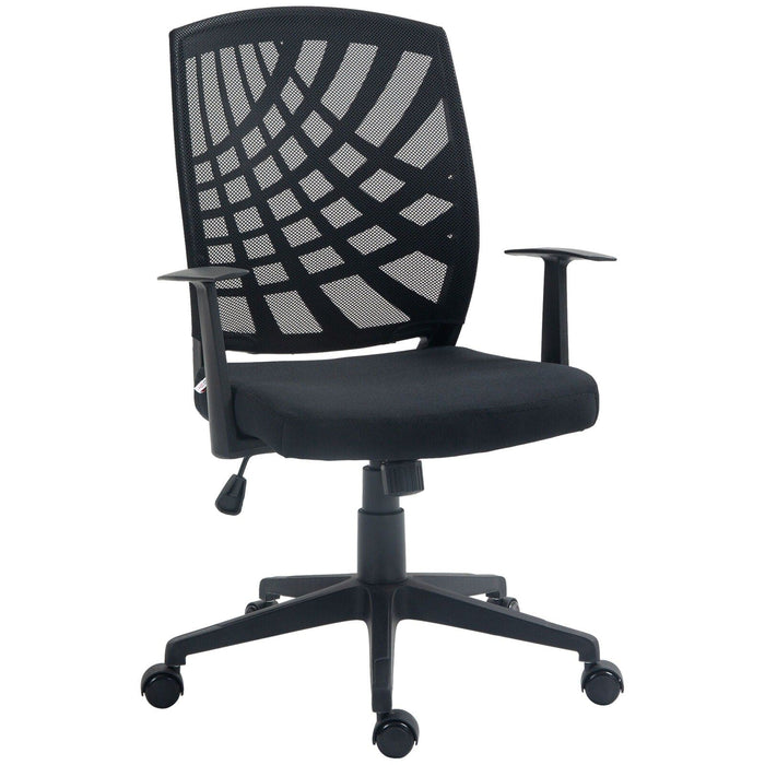 Image of a Homcom Black Mesh Back Height Adjustable Swivel Chair With Adjustable Arms For Home Office