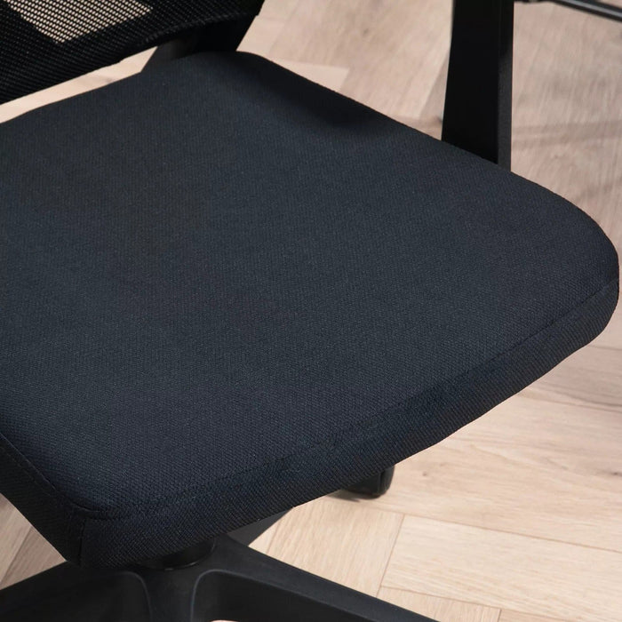 Image of a Homcom Black Mesh Back Height Adjustable Swivel Chair With Adjustable Arms For Home Office