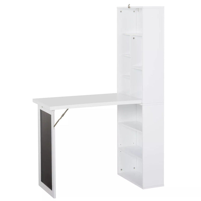 Image of a White Bookcase With Fold Down Desk and Chalkboard  Space Saving Furniture For Small Spaces