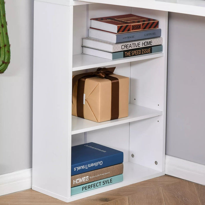 Image of a White Bookcase With Fold Down Desk and Chalkboard  Space Saving Furniture For Small Spaces