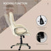 Image of a Comfortable Cream Leather Swivel Office Chair With Arms And Adjustable Height.