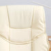 Image of a Comfortable Cream Leather Swivel Office Chair With Arms And Adjustable Height.