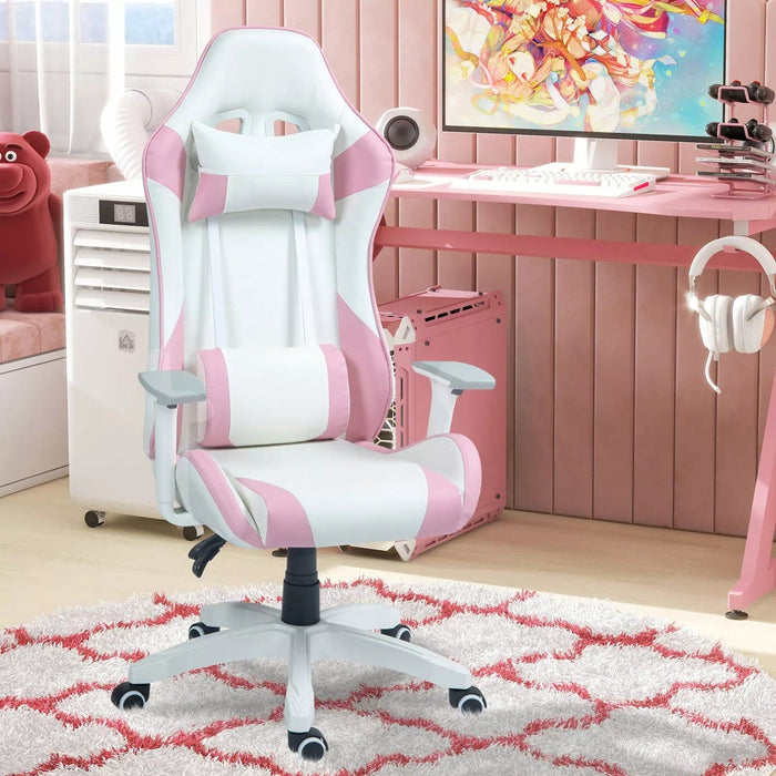 Homcom Gaming Chair White Pink