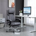 Image of a comfortable grey cloth office chairs on wheels with arms and adjustable head rest for home or office.