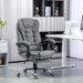 Image of a grey Homcom office chair with leg rest on wheels with arms for home office.