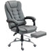 Image of a grey Homcom office chair with leg rest on wheels with arms for home office.