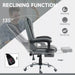 Image of a grey Homcom office chair with leg rest on wheels with arms for home office.