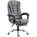 Image of a grey Homcom office chair with leg rest on wheels with arms for home office.