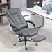 Image of a grey Homcom office chair with leg rest on wheels with arms for home office.