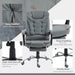 Image of a grey Homcom office chair with leg rest on wheels with arms for home office.