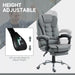 Image of a grey Homcom office chair with leg rest on wheels with arms for home office.