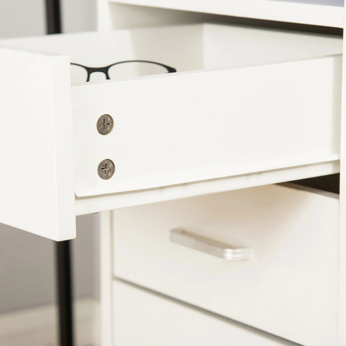 Image of a Homcom White Desk With Drawers 110cm Wide Includes One Large Lockable Drawer