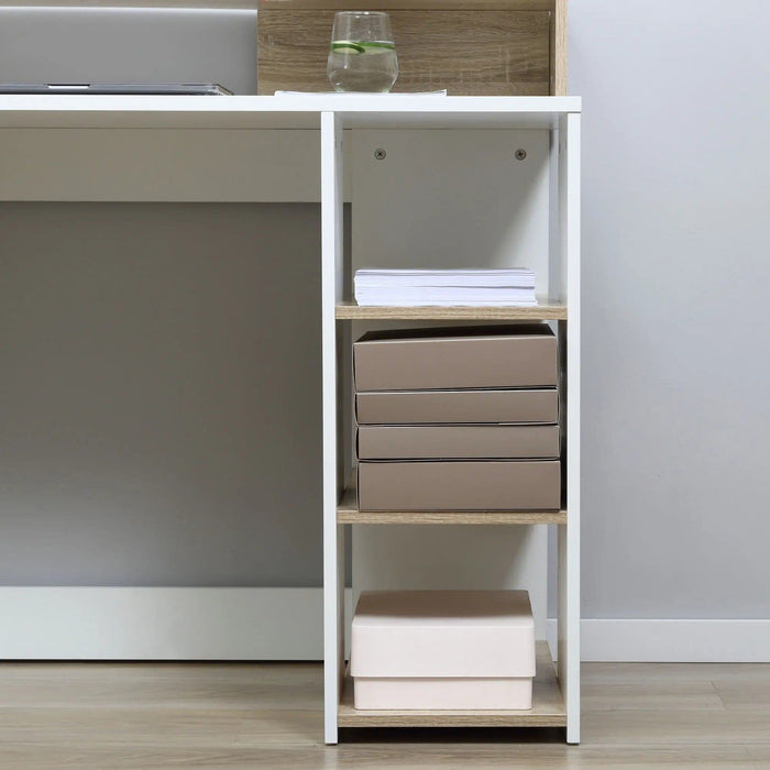 Image of a Homcom home office workstation with drawers, shelves and printer stand.