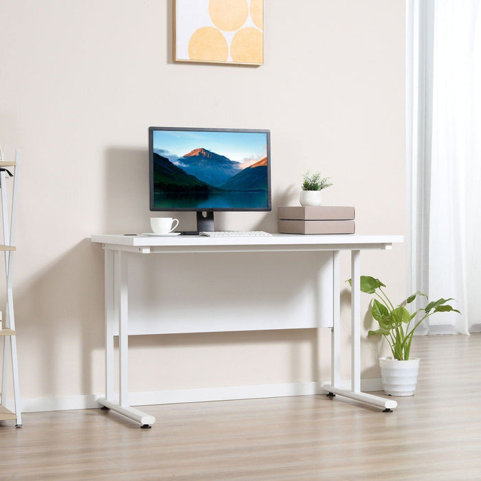 Image of a Modern White Desk For Home Office With Holes For Cable Management