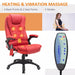 Image of a Red Leather Heated Massage Desk Chair on Wheels With Arms