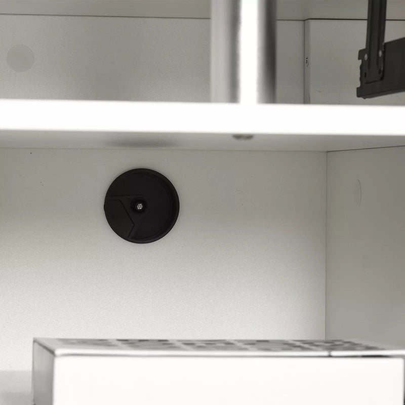 Image of a White Computer Desk With Keyboard Tray, Shelves, Drawers, and CPU stand. It's the perfect home office workstation