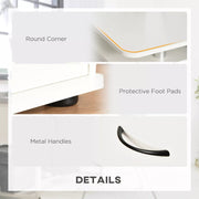 Image of a White Computer Desk With Keyboard Tray, Shelves, Drawers, and CPU stand. It's the perfect home office workstation