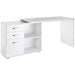 Image of a Modern White Corner Computer Desk With Drawers