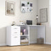 Image of a Modern White Corner Computer Desk With Drawers