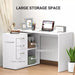 Image of a Modern White Corner Computer Desk With Drawers