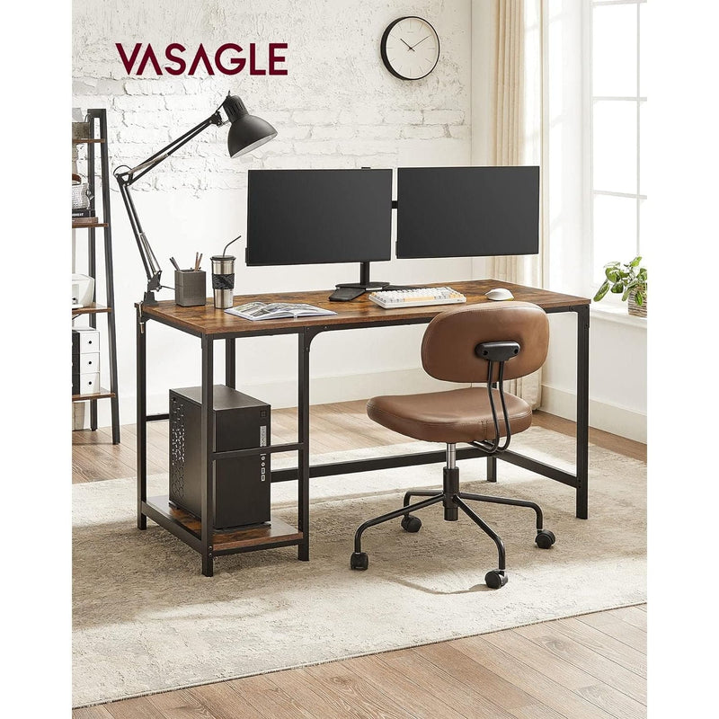 Vasagle Industrial Home Office Desk With Shelves 140cm Wide