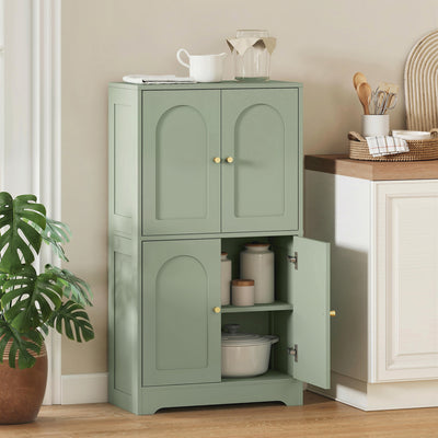 Pantry Storage Cabinet with Adjustable Shelves for Kitchen or Hallway Organisation Green AOSOM
