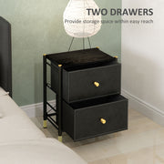 Black Faux Leather Bedside Table with Storage by HOMCOM