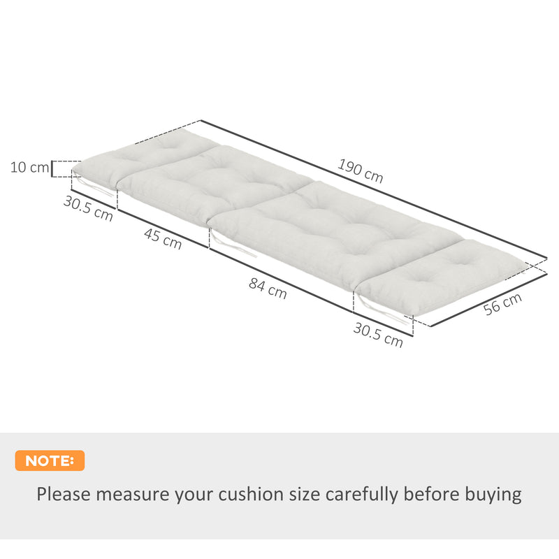 Light Grey Sun Lounger Cushions Set of 2 Thick Replacement Pads with Ties UPF20+ by Outsunny