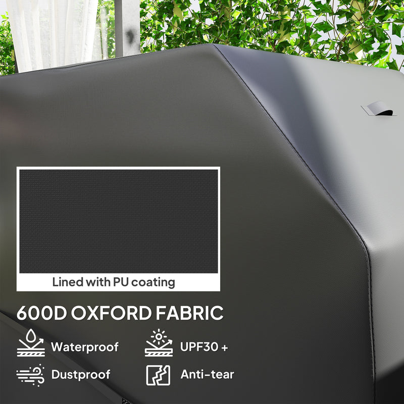 Black Waterproof BBQ Cover 600D Oxford Fabric Rip-Proof with Windproof Straps 147cm by Outsunny