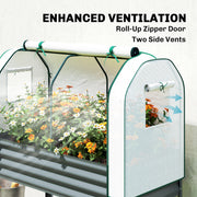 Raised Garden Planter With Greenhouse Cover And Tool Shelf For Easy Gardening Dark Grey Outsunny