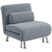 Grey Velvet Feel Single Sleeper Chair Comfortable Space Saving Design by HOMCOM