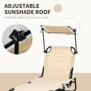 2 Piece Folding Sun Loungers with Canopy Adjustable Recliner Chairs for Garden Beach by Outsunny