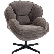 Swivel Accent Chair with Wingback Support for Bedroom or Living Room Comfort Grey AOSOM