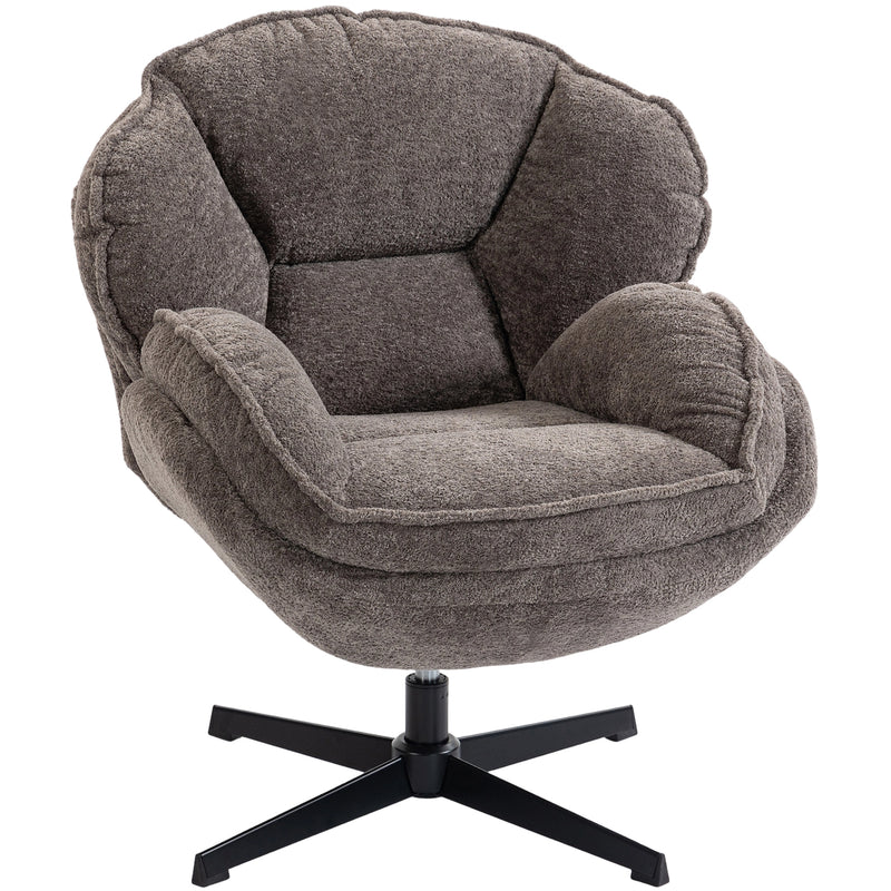 Swivel Accent Chair with Wingback Support for Bedroom or Living Room Comfort Grey AOSOM